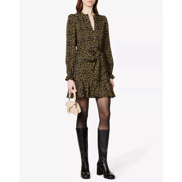 Me + Em Dresses & Skirts - NWT Me + Em Black and Yellow Micro Petal Floral Mini Dress Puff Sleeve Belted 4